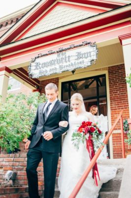 Bride and groom at the Roosevelt Inn